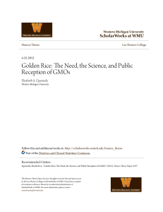 Golden Rice: The Need, the Science, and Public Reception of GMOs