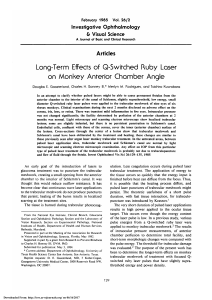 Long-term effects of Q-switched ruby laser on monkey