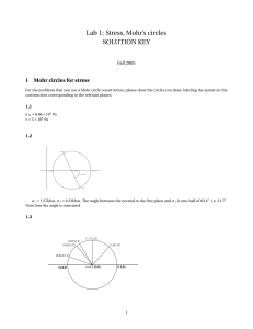 Lab 1: Stress, Mohr`s circles SOLUTION KEY