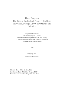 Three Essays on The Role of Intellectual Property Rights in