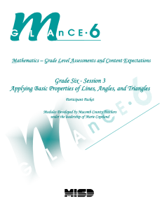 Grade Six - Session 3 Applying Basic Properties of Lines, Angles