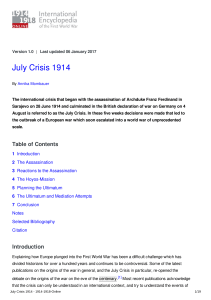 July Crisis 1914 - 1914-1918-Online. International Encyclopedia of
