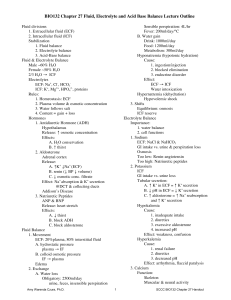 BIO132 Chapter 27 Fluid, Electrolyte and Acid Base Balance