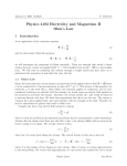 Physics 4183 Electricity and Magnetism II Ohm`s Law