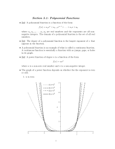 Section 5.1: Polynomial Functions