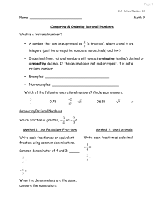 “rational number”? - Ms. Lindroos Online