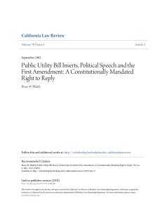Public Utility Bill Inserts, Political Speech and the First Amendment