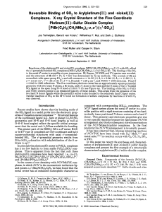 Reversible binding of sulfur dioxide to arylplatinum (II) and nickel (II