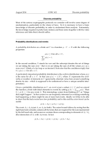 August 2016 COSC 412 Discrete probability Discrete probability