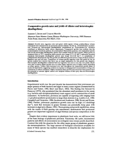 Comparative growth rates and yields of ciliates and heterotrophic