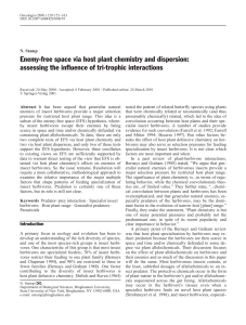 Enemy-free space via host plant chemistry and dispersion