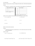 Unit 3 Study Guide Name Objectives: Name polynomials according