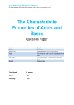 The Characteristic Properties of Acids and Bases