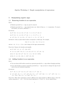 Algebra Workshop 1: Simple manipulation of expressions