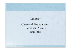 Chapter 4 Chemical Foundations: Elements, Atoms, and Ions