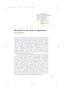 Boundaries in the study of organization