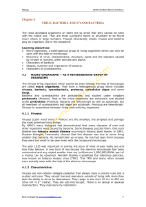 Chapter 4 VIRUS, BACTERIA AND CYANOBACTERIA