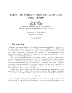 Lubin-Tate Formal Groups and Local Class Field