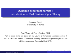 Dynamic Macroeconomics I Introduction to Real Business Cycle