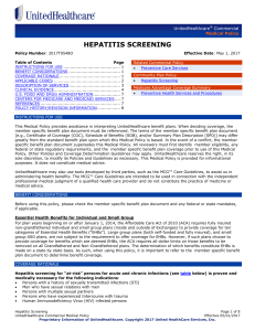 Hepatitis Screening - UnitedHealthcare Online