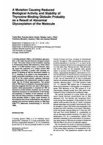 A Mutation Causing Reduced Biological Activity and Stability of