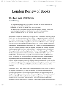 The Last War of Religion