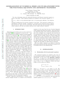 Generalization of Numerical Series and its Relationship with the