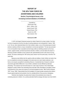 report of the apa task force on advertising and children