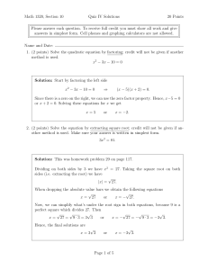 Math 1320, Section 10 Quiz IV Solutions 20 Points Please answer