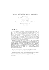 Relative and Modi ed Relative Realizability Introduction