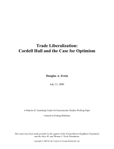 Trade Liberalization: Cordell Hull and the Case for Optimism