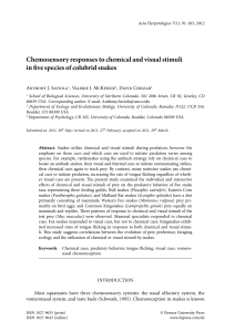 Chemosensory responses to chemical and visual stimuli in five