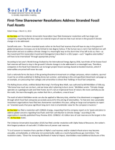 First-Time Shareowner Resolutions Address Stranded Fossil Fuel