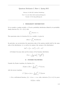 Quantum Mechanics I, Sheet 1, Spring 2015