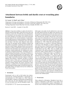 Attachment between brittle and ductile crust at wrenching