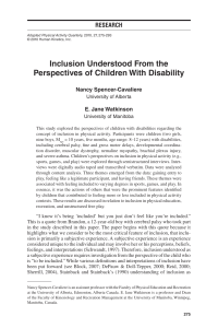 Inclusion Understood From the Perspectives of