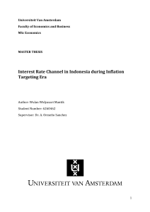 Interest Rate Channel in Indonesia during Inflation - UvA-DARE