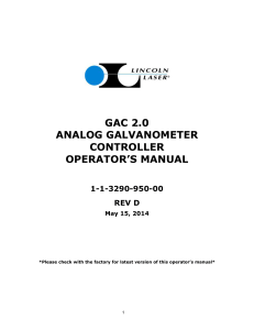GAC 2.0 ANALOG GALVANOMETER CONTROLLER OPERATOR`S