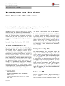 Neuro-otology- some recent clinical advances