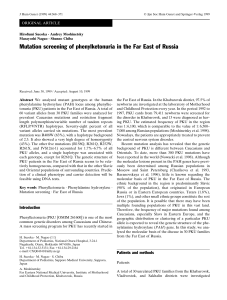 Mutation screening of phenylketonuria in the Far East of