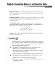 Topic 2: Comparing Numbers and Absolute Value