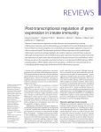 Post-transcriptional regulation of gene expression in innate immunity