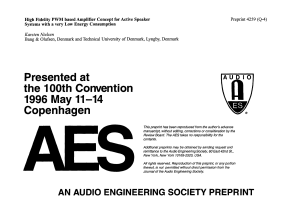 Presented at AUDI the 100th Convention 1996 May 11