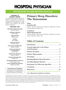 Primary Sleep Disorders: The Dyssomnias