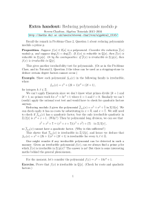 Extra handout: Reducing polynomials modulo p