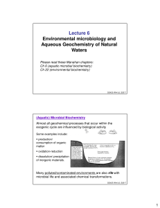 Lecture 6 Environmental microbiology and Aqueous Geochemistry