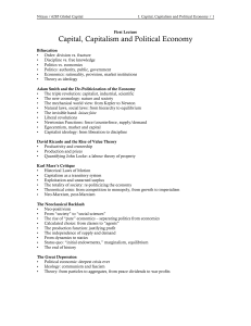 6285 Lecture 1: Capital, Capitalism and Political Economy