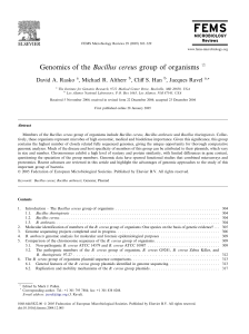 Genomics of the Bacillus cereus group of organisms
