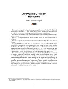 AP Physics C Review Mechanics