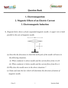 Question Bank 1. Electromagnetism 2. Magnetic Effects